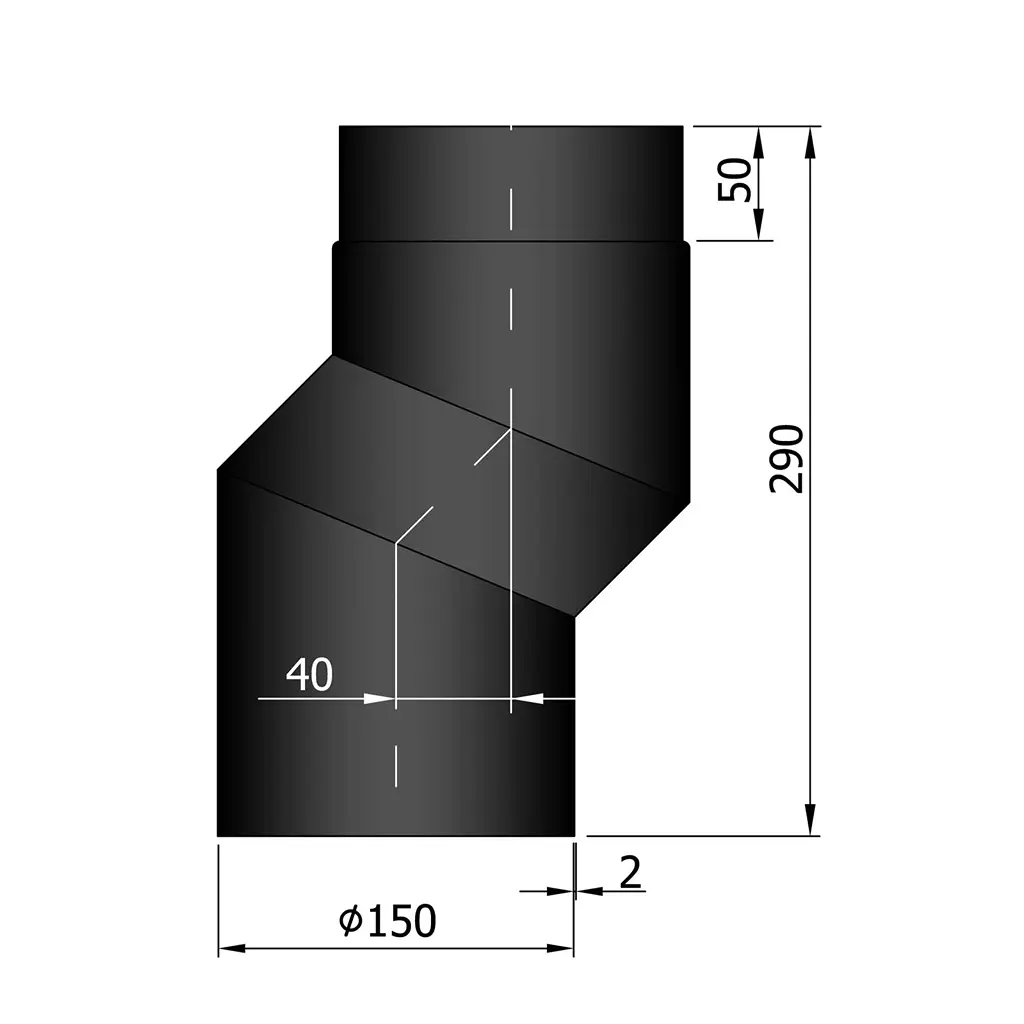 Rohrbogen S L: 290 mm (Versatz um 40 mm)